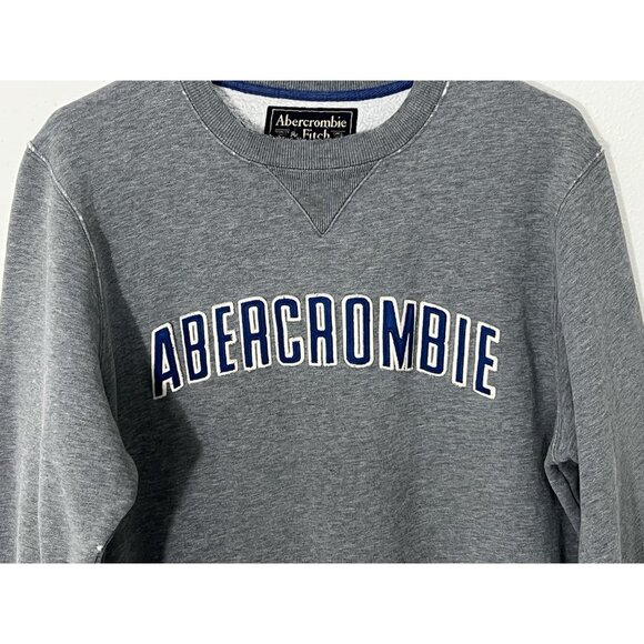 Vintage Gray Abercrombie And Fitch Mens Crewneck Sweatshirt Small Distressed - Picture 2 of 12